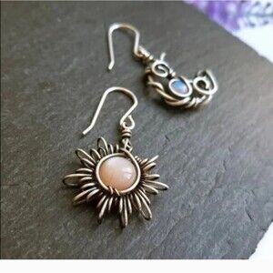 Bohemia Sun and Moon Earrings 925 Sterling Silver Plated Drop Earrings NEW